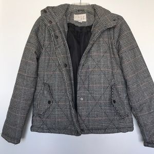 Tweed pattern puffer jacket